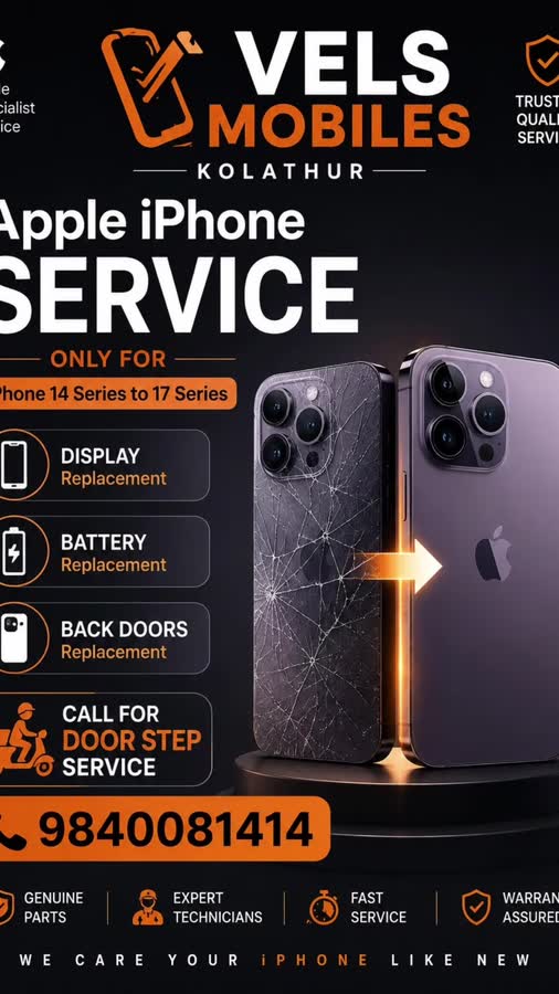Vels Mobiles doorstep iPhone service — display, battery and back glass, collected from your place