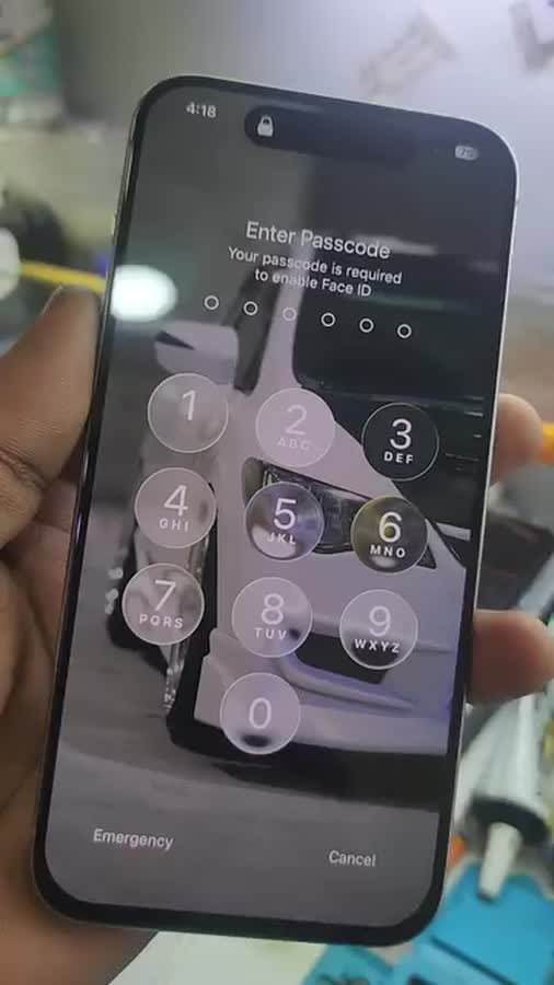 A badly damaged iPhone 15 Pro Max, repaired and working again at Vels Mobiles