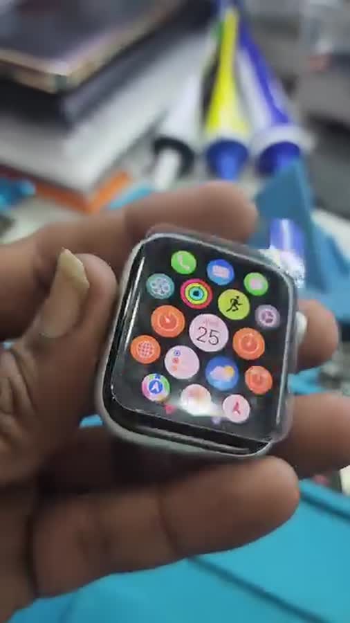 Apple Watch SE with a cracked display, replaced and working at Vels Mobiles